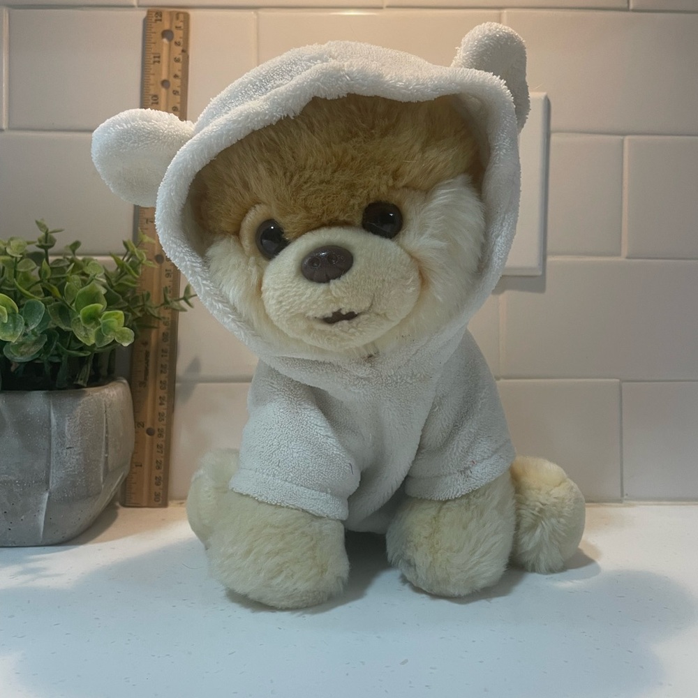 Boo, the Worlds Cutest Dog Gund Plush in White Hoodie 10”